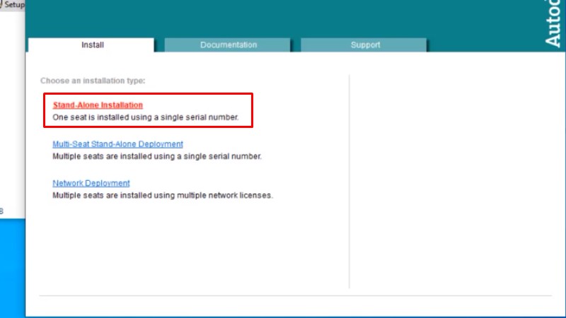 Tải AutoCAD 2007: Hướng Dẫn Cài Máy Cấu Hình Thấp 12 Bấm vào Stand Alone Installtion